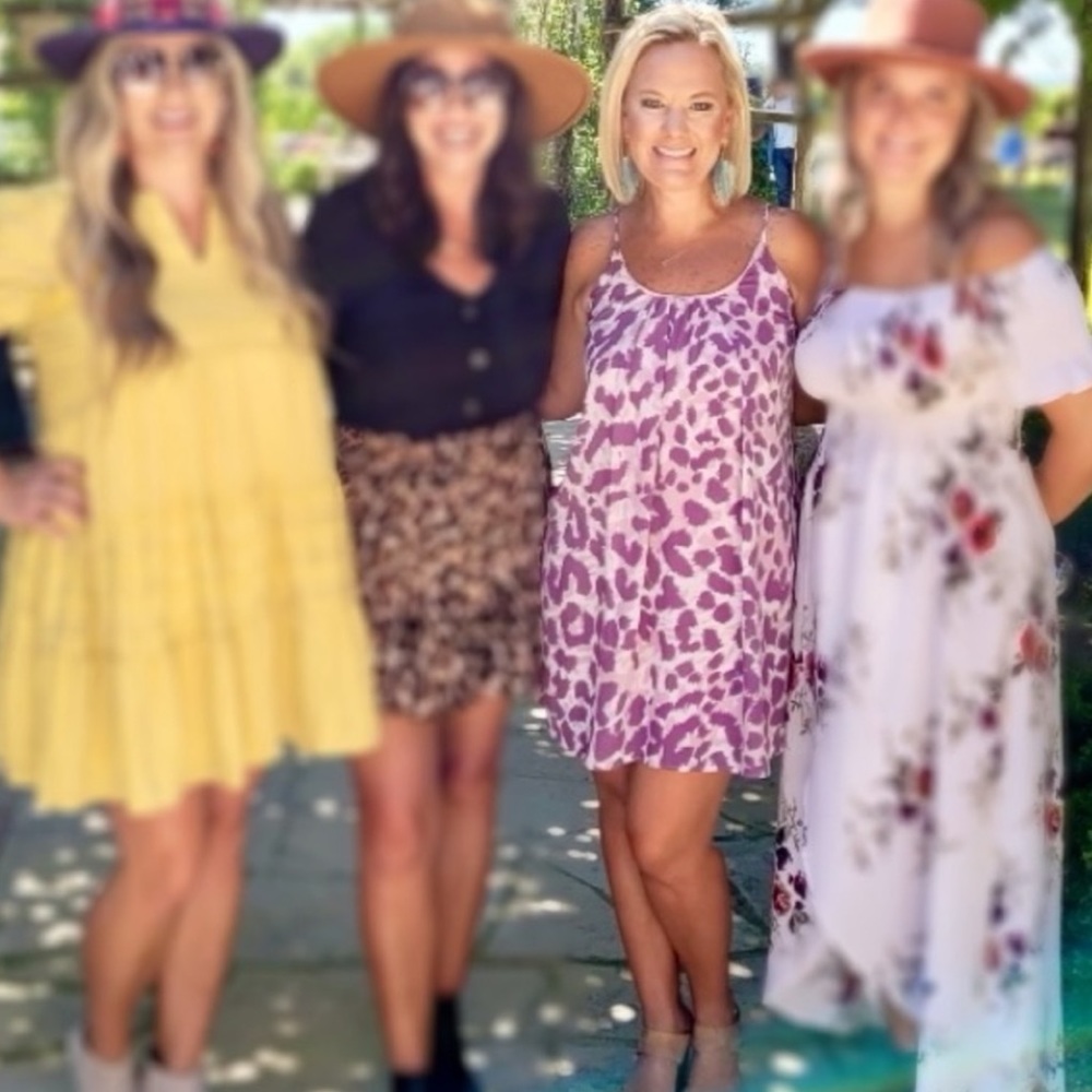 Adrienne Pink and Purple Leopard Dress